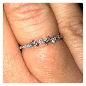 10k WG gold diamond baguette & round band- unique